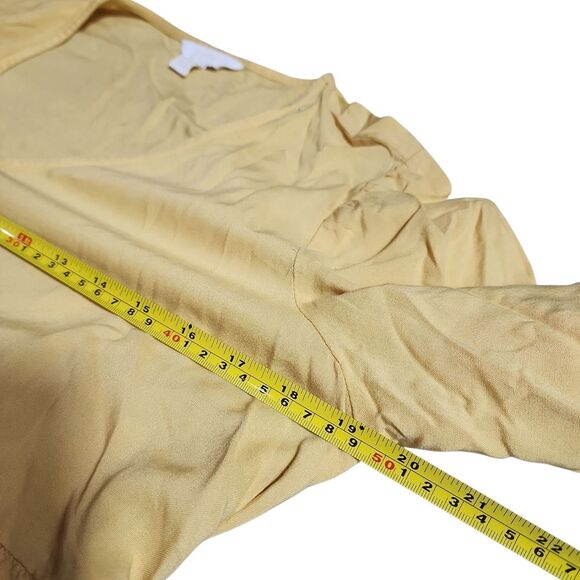 A:glow Maternity Midi Dress Sz Small Yellow Rayon Slight Puffy Sleeves Loose Fit - Picture 4 of 9